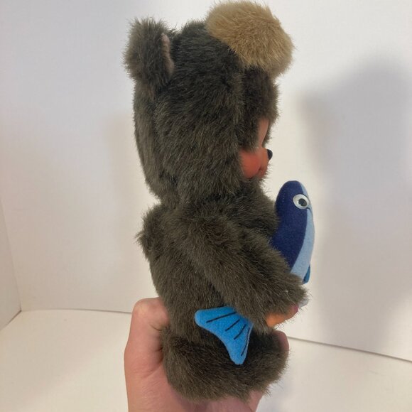 Monchhichi Brown Bear Hokkaido Fish Sekiguchi Doll Toy Plush Japanese Monkey - Picture 5 of 11